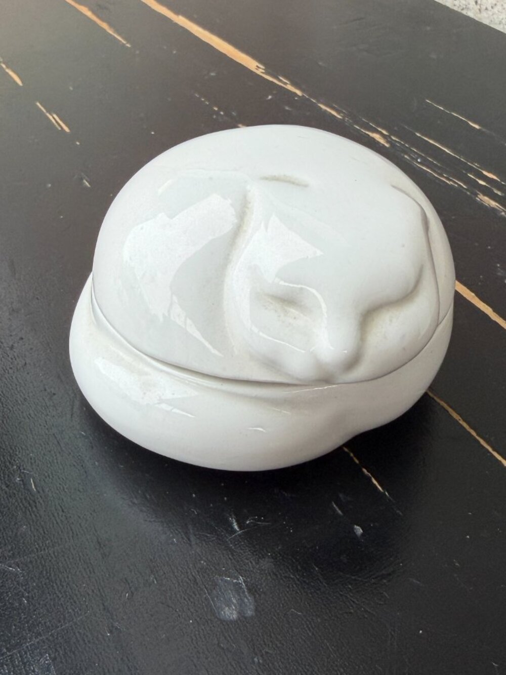 Vintage Nancy Lopez Sleeping Cat Porcelain Trinket Box 1977 Made In Japan